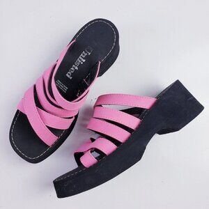 Vintage 90s Y2K Unlisted Womens 7M‎ Chunky Platform Sandal Slip On Black Pink